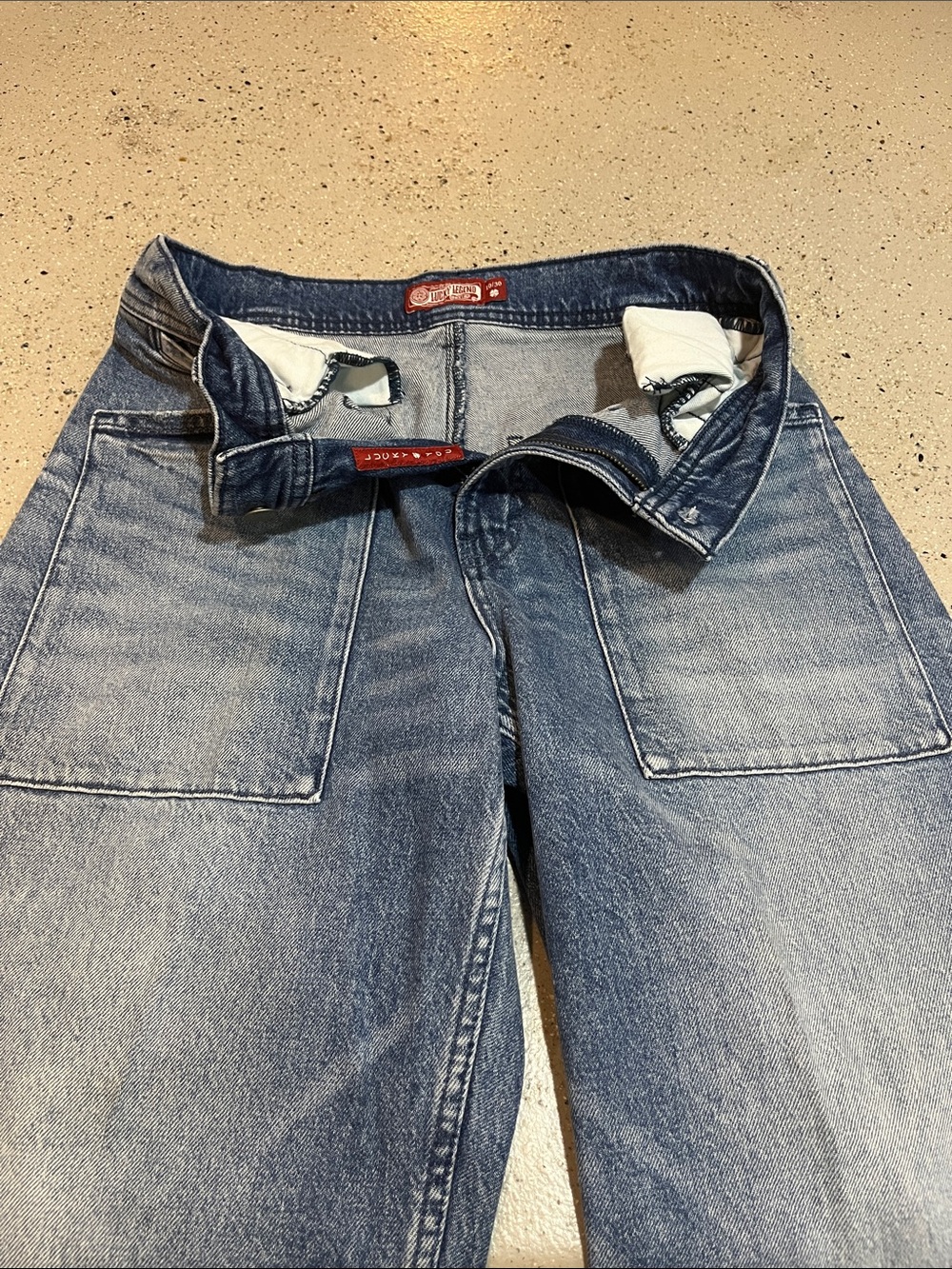 LUCKY BRAND LUCKY LEGEND HIGH RISE WIDE LEG PATCH POCKET DENIM JEANS BLU SIZE 10 - Picture 6 of 13